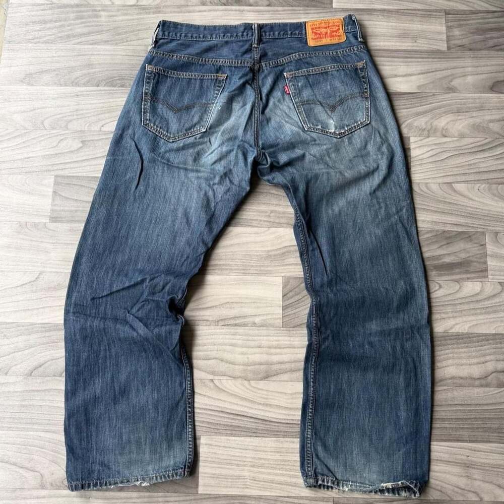 Levi's 569 Loose Straight Jeans Size 34x32 Blue Distressed Denim